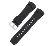 ROUHO 26 x 16mm Souple Silicone Bracelet Montre Acier Inoxydable Boucle Ardillon Remplacement Sport Sangle Montre pour Casio GA-2100/GM-5600-Noir + Argent