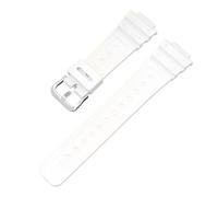 ROUHO 26mm Premium TPU Bracelet Montre Remplacement 16mm Entrecorne, Réglable Étanche Sport pour Casio DW-6900/GW-M5610/DW-5600E-Blanc + Argent Boucle
