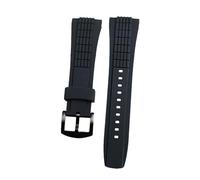 ROUHO 26mm Silicone Bracelet Montre Homme, Antitranspirant Remplacement Caoutchouc Bande Montre pour Seiko SRH006 SPC007-Plate Noir + Noir Boucle