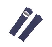 ROUHO 26mm Souple Étanche Silicone Bande Montre, Antitranspirant Bracelet Montre Homme pour Ulysse Nardin-Bleu avec Adaptateur