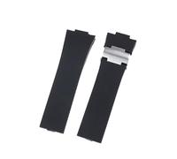 ROUHO 26mm Souple Étanche Silicone Bande Montre, Antitranspirant Bracelet Montre Homme pour Ulysse Nardin-Noir avec Adaptateur