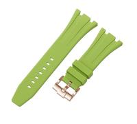 ROUHO 27mm Étanche Silicone Bracelet Montre, Fermoir à Pin Caoutchouc Bande Montre pour AP Casio GA-2100 2110-Cyan + Or Rose Boucle