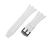 ROUHO 27mm Étanche Silicone Bracelet Montre, Fermoir à Pin Caoutchouc Bande Montre pour AP Casio GA-2100 2110-Blanc + Noir Boucle