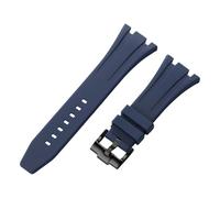 ROUHO 27mm Étanche Silicone Bracelet Montre, Fermoir à Pin Caoutchouc Bande Montre pour AP Casio GA-2100 2110-Bleu + Noir Boucle