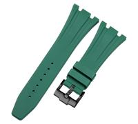 ROUHO 27mm Étanche Silicone Bracelet Montre, Fermoir à Pin Caoutchouc Bande Montre pour AP Casio GA-2100 2110-Vert + Noir Boucle