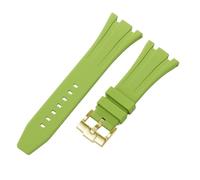 ROUHO 27mm Étanche Silicone Bracelet Montre, Fermoir à Pin Caoutchouc Bande Montre pour AP Casio GA-2100 2110-Cyan + Or Boucle