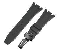 ROUHO 27mm Étanche Silicone Bracelet Montre, Remplacement Bracelet Montre Accessoires pour AP Audemars Piguet Royal Oak Casio GA-2100-Noir + Noir Boucle