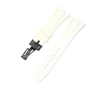 ROUHO 27mm Étanche Silicone Bracelet Montre, Remplacement Bracelet Montre Accessoires pour AP Audemars Piguet Royal Oak Casio GA-2100-Blanc + Noir Boucle