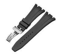 ROUHO 27mm Étanche Silicone Bracelet Montre, Remplacement Bracelet Montre Accessoires pour AP Audemars Piguet Royal Oak Casio GA-2100-Noir + Argent Boucle