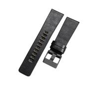 ROUHO 28mm Durable Pleine Fleur Cuir Sangle Montre - Solides Boucles Métal Remplacement Bracelet Montre pour Diesel DZ7312 DZ7314 DZ7370 DZ7376-Noir + Noir Boucle