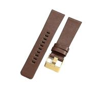 ROUHO 28mm Durable Pleine Fleur Cuir Sangle Montre - Solides Boucles Métal Remplacement Bracelet Montre pour Diesel DZ7312 DZ7314 DZ7370 DZ7376-Marron + Or Boucle