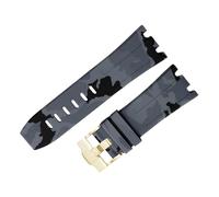 ROUHO 28mm Fluorure Caoutchouc Silicone Bracelet Montre, Étanche Bande Montre pour Audemars Piguet AP Royal Oak Offshore Diver 15710 15703 26470 15707 26703-Camouflage Gris
