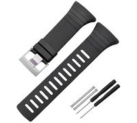 ROUHO 35mm Bracelet Montre Silicone Remplacement Boucle Acier INOX, Barres Vissées pour SUUNTO Core-Argent