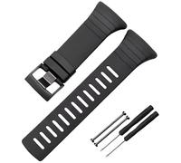 ROUHO 35mm Bracelet Montre Silicone Remplacement Boucle Acier INOX, Barres Vissées pour SUUNTO Core-Noir