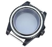 ROUHO 40mm Mat Noir PVD Montre Mod Boîtier Couronne Vissée Acier Inoxydable Plongée Montre Modification Kit pour Rolex SUB-A Compatible avec NH34/35/36/38 Mouvement