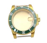 ROUHO 40mm Or PVD Montre Modification Boîtier, Adapté pour Mouvement NH35 NH36, Verre Minéral avec Date Loupe Montre DIY Pièces pour Rolex Submariner-F 12