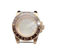 ROUHO 40mm Or Rose Boîtier Montre avec Insert Lunette, Adapté pour Mouvement NH35 NH36 28,5mm Cadran Couronne Vissée, Montre Mod Pièces pour Rolex Yacht Master-T 12
