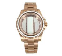 ROUHO 40mm Or Rose Montre Modding Boîtier & Montre Bracelet Kit Remplacement Rotative Céramique Insert Lunette pour Rolex Yacht-Master-H Compatible avec ETA 2824 Mouvement