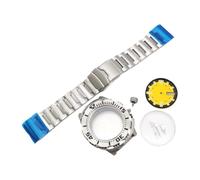 ROUHO 42mm Acier Inoxydable Montre Modification Kit, Adapté pour Mouvement NH35 NH36 29mm Bague, Remplacement Mod Pièces pour Seiko-Boîtier Montre + Bracelet + Jaune Cadrans + Aiguilles Montre