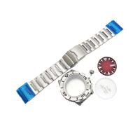 ROUHO 42mm Acier Inoxydable Montre Modification Kit, Adapté pour Mouvement NH35 NH36 29mm Bague, Remplacement Mod Pièces pour Seiko-Boîtier Montre + Bracelet + Rouge Cadrans + Aiguilles Montre