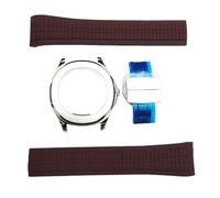 ROUHO 42mm Arrondi Octogone Boîtier Montre + Bracelet Silicone avec Boucle Déployante, Adapté pour Grand 31,1mm-32mm Cadrans, Montre Modification Kit pour Patek Philippe Aquanaut-#5