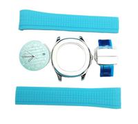ROUHO 42mm Arrondi Octogone Boîtier Montre + Bracelet Silicone avec Boucle Déployante, Adapté pour Grand 31,1mm-32mm Cadrans, Montre Modification Kit pour Patek Philippe Aquanaut-#6