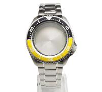 ROUHO 42mm Classique Plongée Boîtier Montre & Bracelet + Incliné 30,6mm Insert Lunette Kit, Adapté pour Mouvement NH35 NH36 28,5mm Cadran, Montre Modification Accessoires pour Seiko SKX007-E 22