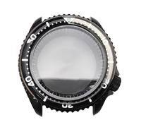 ROUHO 42mm Fond Plein Noir Boîtier Montre, Adapté pour Mouvement NH35 NH36 3.8 Couronne Vissée, Montre Modification Boîtier avec Insert Lunette pour Seiko SKX007-V