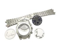 ROUHO 42mm Montre Complet Build Kit, Octogonal Boîtier pour Mouvement Quartz VK63, Intégré Bracelet Cadran avec Horloge Aiguilles Montre Modification Kit pour Audemars Piguet Royal Oak-C