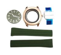 ROUHO 42mm Or Rose Boîtier Montre Bracelet Caoutchouc Set, Adapté pour Mouvement NH35 NH36, Coussin Forme Montre Modification Kit pour Patek Philippe Aquanaut-C
