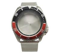 ROUHO 42mm Vintage Plongée Boîtier Montre + Acier Inoxydable Bracelet Maille, Adapté pour Mouvement NH35 NH36 4R36A, Montre Modification Pièces pour Seiko SKX007-V 1