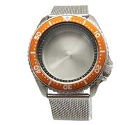 ROUHO 42mm Vintage Plongée Boîtier Montre + Acier Inoxydable Bracelet Maille, Adapté pour Mouvement NH35 NH36 4R36A, Montre Modification Pièces pour Seiko SKX007-V 17