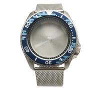 ROUHO 42mm Vintage Plongée Boîtier Montre + Acier Inoxydable Bracelet Maille, Adapté pour Mouvement NH35 NH36 4R36A, Montre Modification Pièces pour Seiko SKX007-V 4