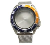 ROUHO 42mm Vintage Plongée Boîtier Montre + Acier Inoxydable Bracelet Maille, Adapté pour Mouvement NH35 NH36 4R36A, Montre Modification Pièces pour Seiko SKX007-V 14