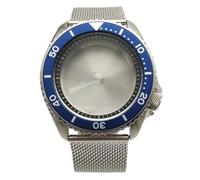 ROUHO 42mm Vintage Plongée Boîtier Montre + Acier Inoxydable Bracelet Maille, Adapté pour Mouvement NH35 NH36 4R36A, Montre Modification Pièces pour Seiko SKX007-V 15