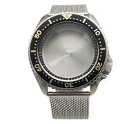 ROUHO 42mm Vintage Plongée Boîtier Montre + Acier Inoxydable Bracelet Maille, Adapté pour Mouvement NH35 NH36 4R36A, Montre Modification Pièces pour Seiko SKX007-V 11