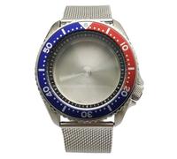 ROUHO 42mm Vintage Plongée Boîtier Montre + Acier Inoxydable Bracelet Maille, Adapté pour Mouvement NH35 NH36 4R36A, Montre Modification Pièces pour Seiko SKX007-V 16