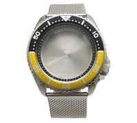 ROUHO 42mm Vintage Plongée Boîtier Montre + Acier Inoxydable Bracelet Maille, Adapté pour Mouvement NH35 NH36 4R36A, Montre Modification Pièces pour Seiko SKX007-V 8