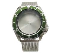 ROUHO 42mm Vintage Plongée Boîtier Montre + Acier Inoxydable Bracelet Maille, Adapté pour Mouvement NH35 NH36 4R36A, Montre Modification Pièces pour Seiko SKX007-V 9