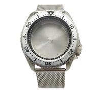 ROUHO 42mm Vintage Plongée Boîtier Montre + Acier Inoxydable Bracelet Maille, Adapté pour Mouvement NH35 NH36 4R36A, Montre Modification Pièces pour Seiko SKX007-V 13