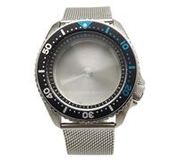 ROUHO 42mm Vintage Plongée Boîtier Montre + Acier Inoxydable Bracelet Maille, Adapté pour Mouvement NH35 NH36 4R36A, Montre Modification Pièces pour Seiko SKX007-V 12