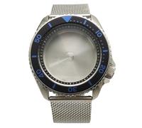 ROUHO 42mm Vintage Plongée Boîtier Montre + Acier Inoxydable Bracelet Maille, Adapté pour Mouvement NH35 NH36 4R36A, Montre Modification Pièces pour Seiko SKX007-V 6