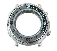 ROUHO 43,3mm Caréné Plongée Montre Modding Boîtier Adapté pour Mouvement NH34 NH35 NH36 NH38, Acier Inoxydable Armure Lumineux Insert Lunette Montre Modification Kit pour Seiko Prospex Tuna-C