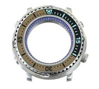 ROUHO 43,3mm Caréné Plongée Montre Modding Boîtier Adapté pour Mouvement NH34 NH35 NH36 NH38, Acier Inoxydable Armure Lumineux Insert Lunette Montre Modification Kit pour Seiko Prospex Tuna-I