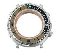 ROUHO 43,3mm Caréné Plongée Montre Modding Boîtier Adapté pour Mouvement NH34 NH35 NH36 NH38, Acier Inoxydable Armure Lumineux Insert Lunette Montre Modification Kit pour Seiko Prospex Tuna-J