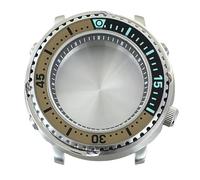 ROUHO 43,3mm Caréné Plongée Montre Modding Boîtier Adapté pour Mouvement NH34 NH35 NH36 NH38, Acier Inoxydable Armure Lumineux Insert Lunette Montre Modification Kit pour Seiko Prospex Tuna-Q