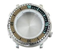ROUHO 43,3mm Caréné Plongée Montre Modding Boîtier Adapté pour Mouvement NH34 NH35 NH36 NH38, Acier Inoxydable Armure Lumineux Insert Lunette Montre Modification Kit pour Seiko Prospex Tuna-P