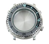 ROUHO 43,3mm Caréné Plongée Montre Modding Boîtier Adapté pour Mouvement NH34 NH35 NH36 NH38, Acier Inoxydable Armure Lumineux Insert Lunette Montre Modification Kit pour Seiko Prospex Tuna-M