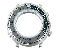 ROUHO 43,3mm Caréné Plongée Montre Modding Boîtier Adapté pour Mouvement NH34 NH35 NH36 NH38, Acier Inoxydable Armure Lumineux Insert Lunette Montre Modification Kit pour Seiko Prospex Tuna-A