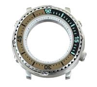 ROUHO 43,3mm Caréné Plongée Montre Modding Boîtier Adapté pour Mouvement NH34 NH35 NH36 NH38, Acier Inoxydable Armure Lumineux Insert Lunette Montre Modification Kit pour Seiko Prospex Tuna-F